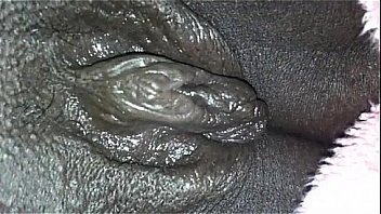 Horny black girl plays with her juice pussy