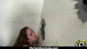 Ebony teen cleaning all the cocks at gloryhole 17