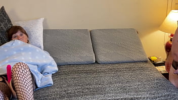 Mature gilf wearing strap on gives head Mature gilf wearing strap on gives head