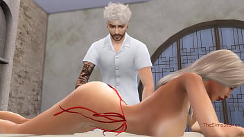 Perverse masseur fingering his client and pounding her hard