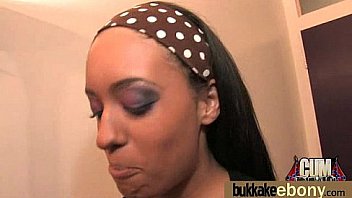 Cum loving teen enjoys huge bukkake 1