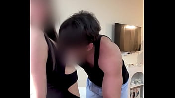 Oriental hottie gets big load of cum on het titties