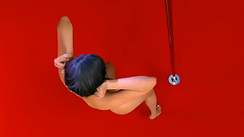 Helen park strip dance with 3d model red background video