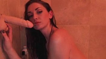 Horny naked pussy play with toy in bath