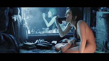 Sucking a dildo while sitting down