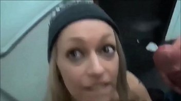 Blonde hottie takes two facials