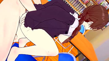 Chizuru gets horny at the library then has sex again in the bedroom rental girlfriend hentai