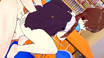 Chizuru gets horny at the library then has sex again in the bedroom rental girlfriend hentai