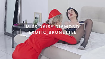 Wet and horny flight attendants cum before fly lesbian