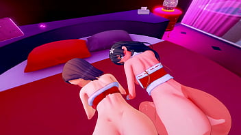 Misaka mikoto and ruiko saten get fucked hard in wild hotel threeway christmas porn