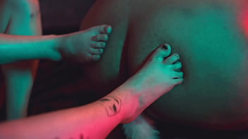 Lesbian threesome foot slave