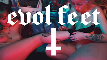 Lesbian threesome foot slave