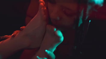 Lesbian threesome foot slave