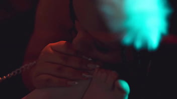 Lesbian threesome foot slave