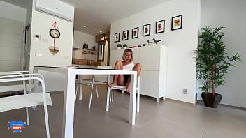 Step sister likes to suck under tables in the kitchen