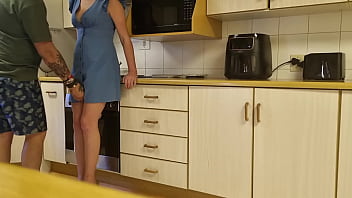 Upskirt finger fuck on kitchen counter by brother in law