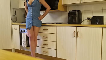 Upskirt finger fuck on kitchen counter by brother in law