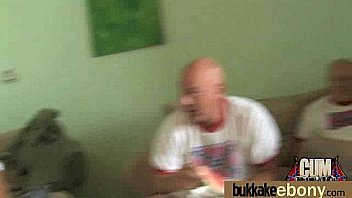 Huge cocks cover their black face in cum 18