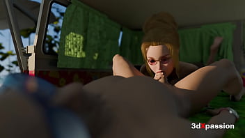 Psychedelic roadside sex vibes in a painted van sloppy blowjob reverse cowgirl missipnary & cumshot