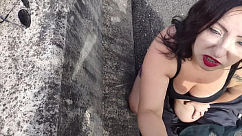 Hot chubby girl fucking in the street in front of people