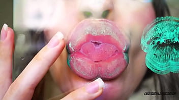 Sensual glossy minty kiss