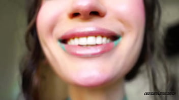 Sensual glossy minty kiss