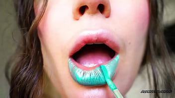 Sensual glossy minty kiss