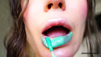 Sensual glossy minty kiss