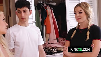 Horny stepmom seduce her stepdaughter and her boyfriend to start the new year with a threesome