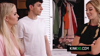 Horny stepmom seduce her stepdaughter and her boyfriend to start the new year with a threesome