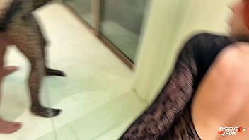 Redhead beauty in fishnet bodystocking passionate fucking on the floor till cum on ass sweetie fox