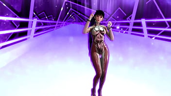 Flirtly stripper eve shows off her body in a tight suit after completing game