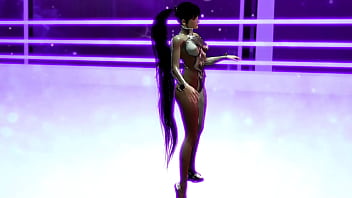 Flirtly stripper eve shows off her body in a tight suit after completing game