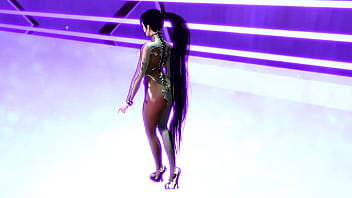 Flirtly stripper eve shows off her body in a tight suit after completing game