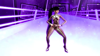 Flirtly stripper eve shows off her body in a tight suit after completing game