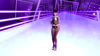 Flirtly stripper eve shows off her body in a tight suit after completing game