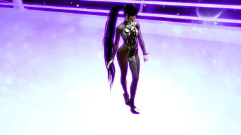 Flirtly stripper eve shows off her body in a tight suit after completing game