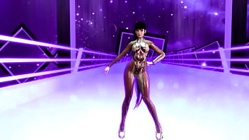 Flirtly stripper eve shows off her body in a tight suit after completing game