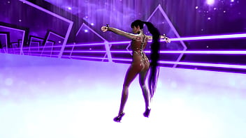 Flirtly stripper eve shows off her body in a tight suit after completing game