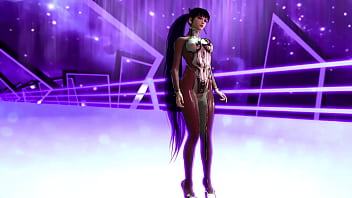 Flirtly stripper eve shows off her body in a tight suit after completing game