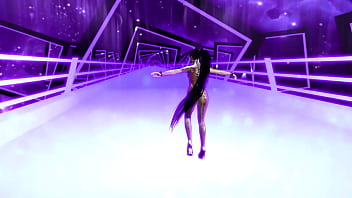 Flirtly stripper eve shows off her body in a tight suit after completing game