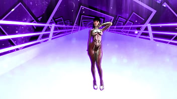 Flirtly stripper eve shows off her body in a tight suit after completing game