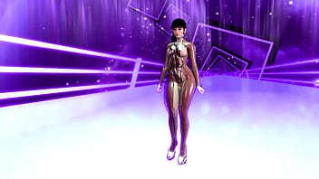 Flirtly stripper eve shows off her body in a tight suit after completing game