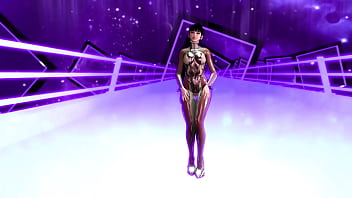 Flirtly stripper eve shows off her body in a tight suit after completing game