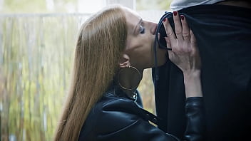 Hot milf in leather and high heels