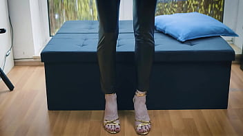 Hot milf in leather and high heels