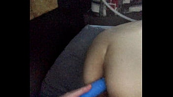 Shoving big blue dick in that tight ass