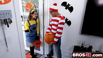 Trick or treat turned deepthroat and fuck with a pumpkin twist