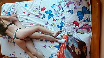 Real young couple have intense sex top view