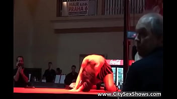 Busty brunette chick stripping